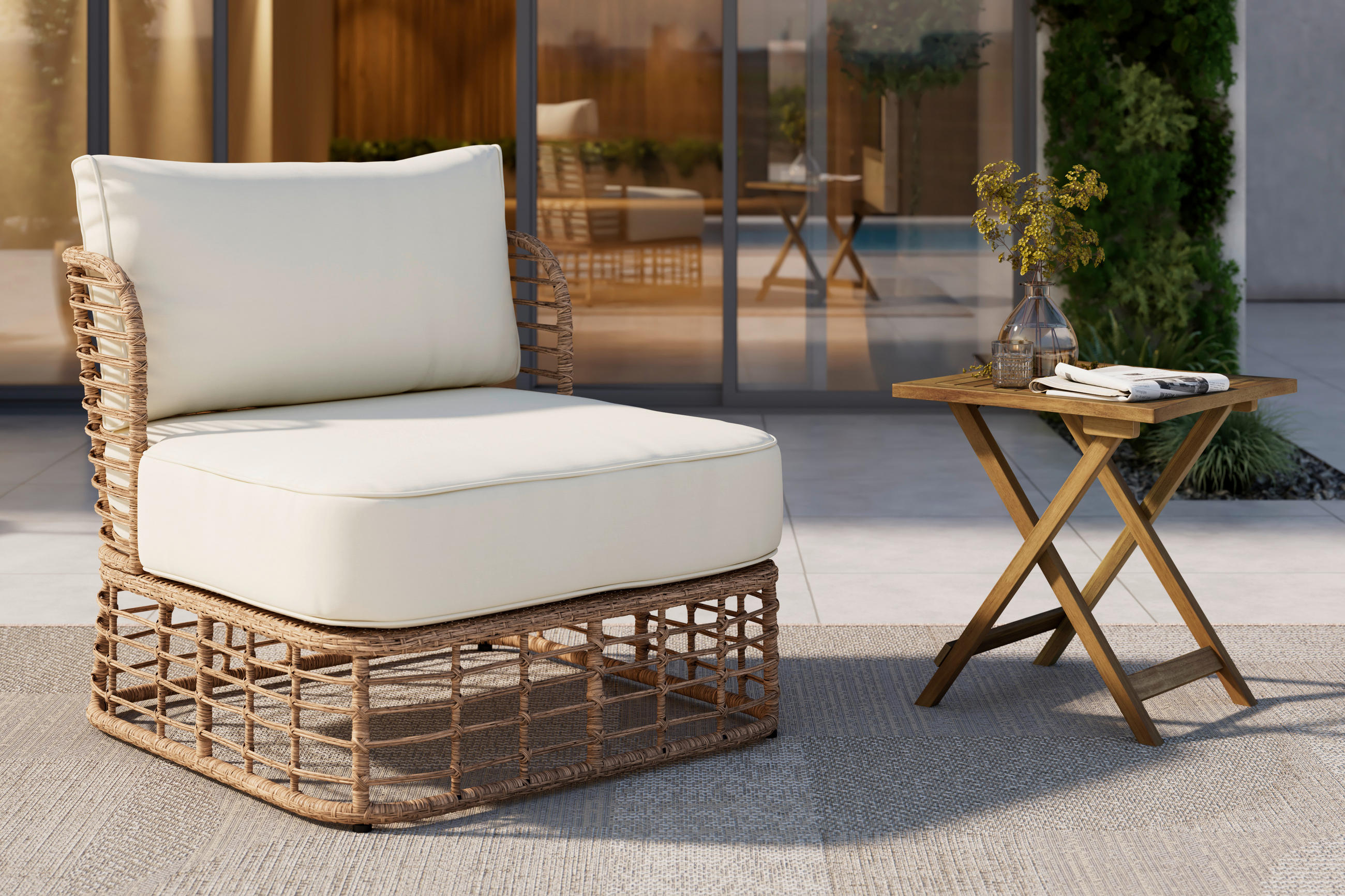 GARTEN-RELAXSESSEL 81/71/88 cm  - Beige/Creme, Natur, Kunststoff/Textil (81/71/88cm) - Ambia Garden