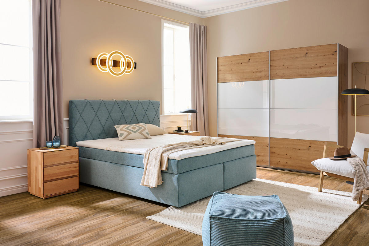 BOXSPRINGBETT 180/200 cm  in Türkis  - Türkis/Schwarz, Design, Kunststoff/Textil (180/200cm) - Xora