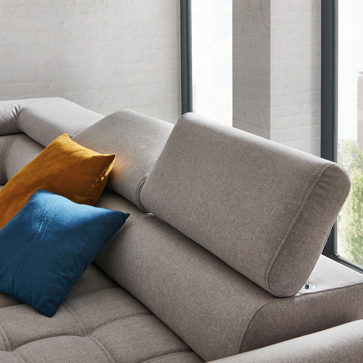 ECKSOFA in Webstoff Silberfarben  - Silberfarben/Schwarz, Modern, Textil/Metall (223/263cm) - Welnova