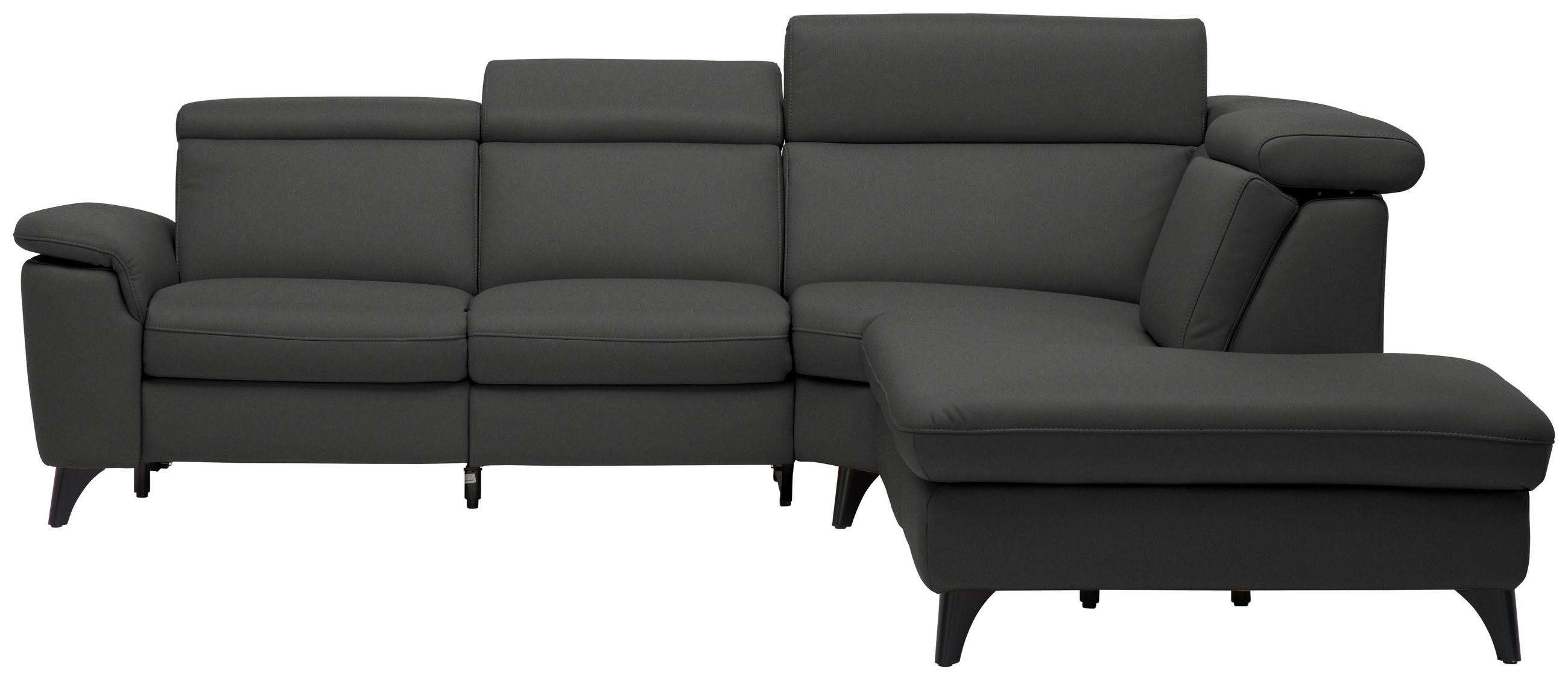 ECKSOFA in Echtleder Anthrazit  - Anthrazit/Schwarz, Design, Leder/Metall (285/239cm) - Cantus