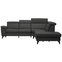 ECKSOFA in Echtleder Anthrazit  - Anthrazit/Schwarz, Design, Leder/Metall (285/239cm) - Cantus