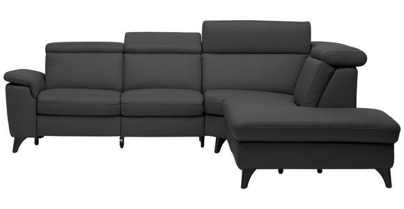 ECKSOFA in Echtleder Anthrazit  - Anthrazit/Schwarz, Design, Leder/Metall (285/239cm) - Cantus