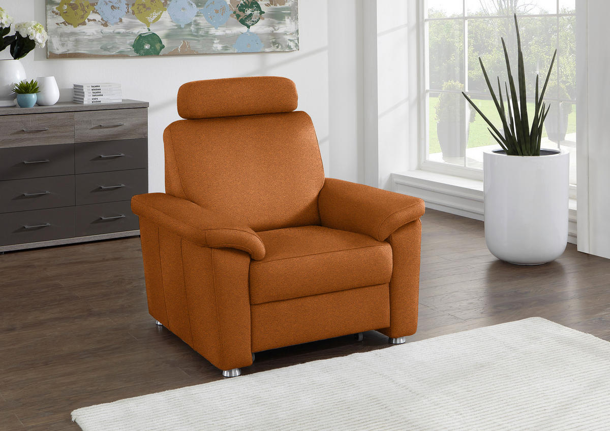 FERNSEHSESSEL in Webstoff Cognac  - Cognac/Silberfarben, Konventionell, Textil/Metall (102/91/91-159cm) - Beldomo System
