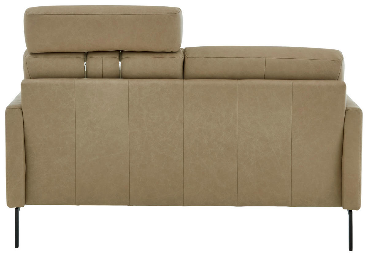2,5-SITZER Echtleder Taupe  - Taupe/Schwarz, Konventionell, Leder/Metall (160/88/88cm) - Pure Home Comfort