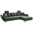 ECKSOFA Grün Mikrofaser  - Schwarz/Grün, KONVENTIONELL, Textil/Metall (313/215cm) - Hom`in