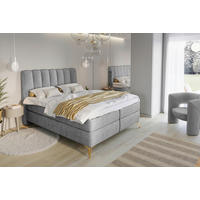BOXBETT 120/200 cm  Grau  - Goldfarben/Schwarz, Basics, Kunststoff/Textil (120/200cm) - Livetastic
