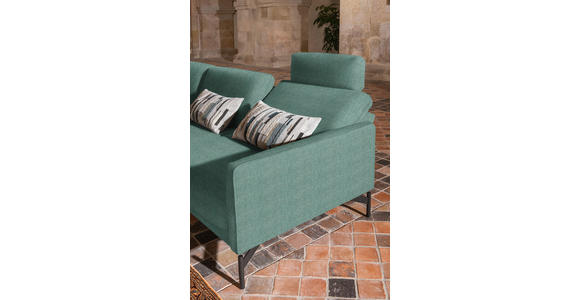 ECKSOFA in Flachgewebe Türkis  - Türkis/Anthrazit, Design, Textil/Metall (230/254cm) - Ambiente