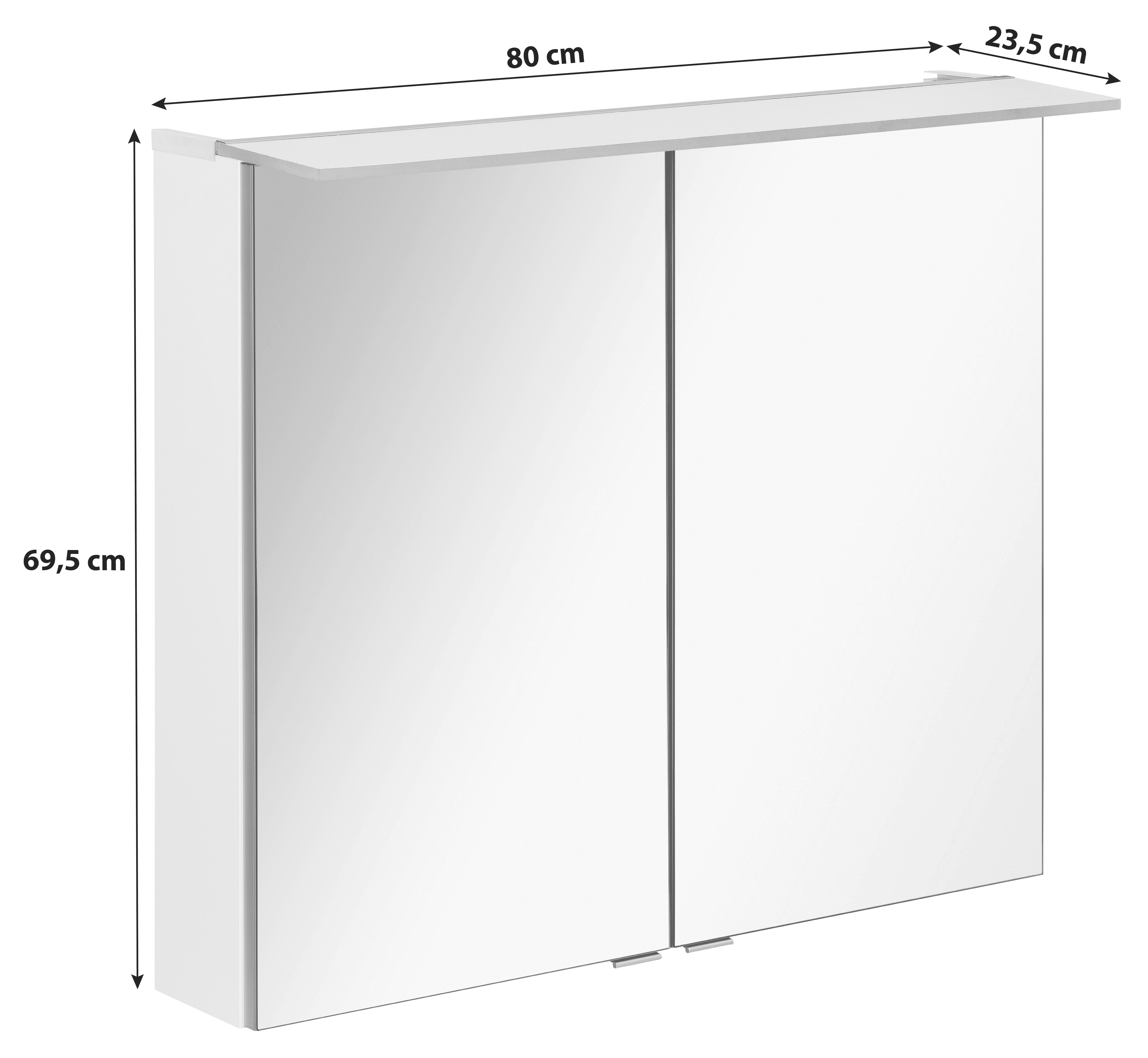 SPIEGELSCHRANK 80/69,5/23,5 cm  - Silberfarben/Weiß, MODERN, Glas/Holzwerkstoff (80/69,5/23,5cm) - MID.YOU