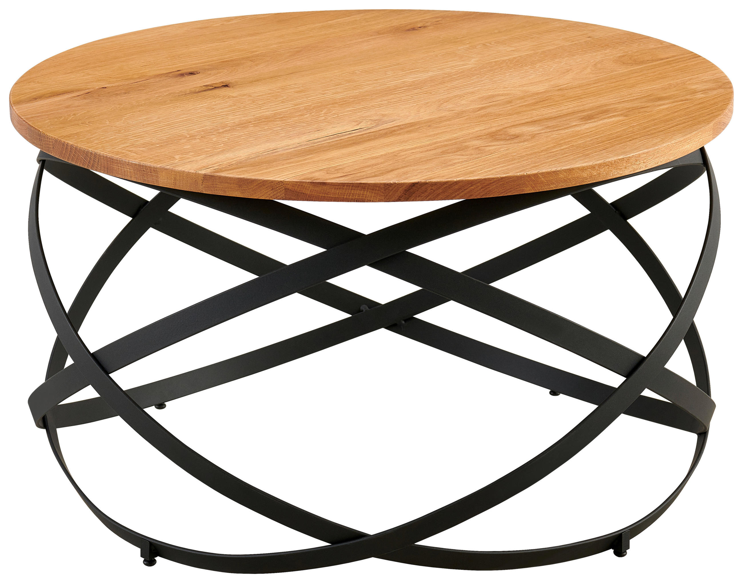 Thumbnail - Livetastic Couchtisch, Natur, Schwarz, Holz, Metall, Eiche, massiv, rund, rund, 40x70x70 cm, Wohnzimmer, Wohnzimmertisch...