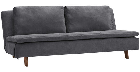 SCHLAFSOFA Flachgewebe Dunkelgrau  - Eichefarben/Dunkelgrau, KONVENTIONELL, Holz/Textil (205/85/98cm) - Carryhome