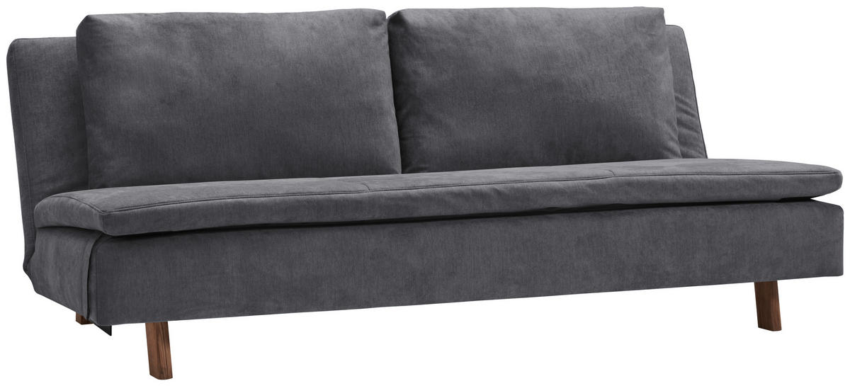 SCHLAFSOFA Flachgewebe Dunkelgrau  - Eichefarben/Dunkelgrau, KONVENTIONELL, Holz/Textil (205/85/98cm) - Carryhome
