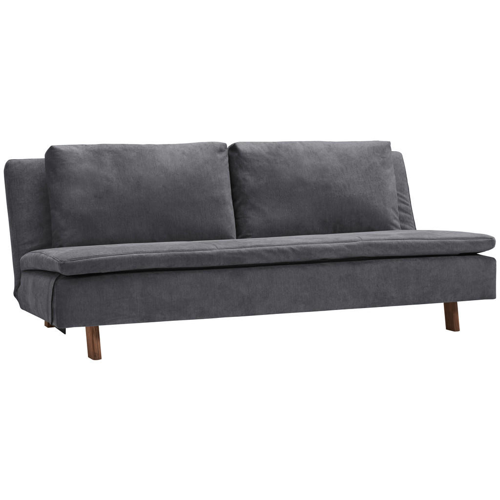 Thumbnail - Carryhome Schlafsofa, Dunkelgrau, Textil, Eiche, massiv, 3-Sitzer, Füllung: Polyester, 205x85x98 cm, Made in Germany, Ty...