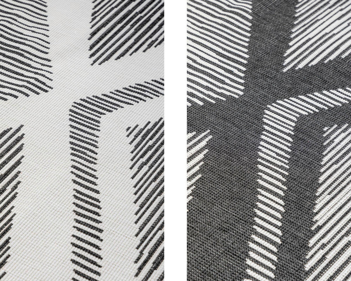 OUTDOORTEPPICH 80/150 cm Gemini Schwarz, Weiß  - Schwarz/Weiß, Design, Kunststoff (80/150cm)