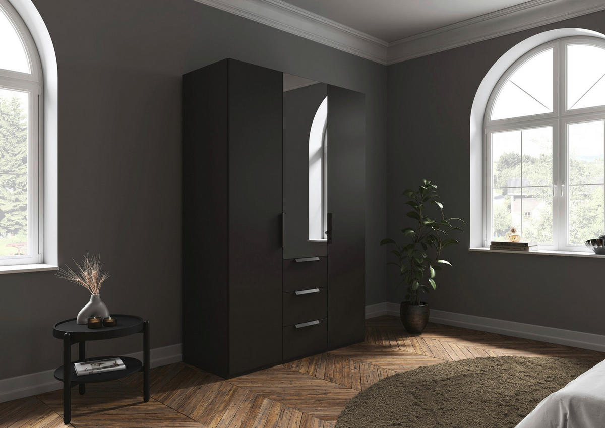 DREHTÜRENSCHRANK 151/235/61 cm,  in Graphitfarben, 3-türig  - Graphitfarben, Basics, Glas/Holzwerkstoff (151/235/61cm) - Novel