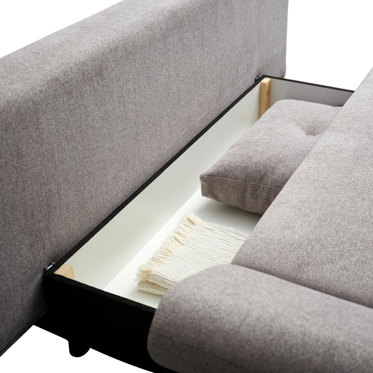 SCHLAFSOFA Webstoff Hellgrau  - Buchefarben/Hellgrau, KONVENTIONELL, Holz/Textil (205/86/94cm) - Carryhome