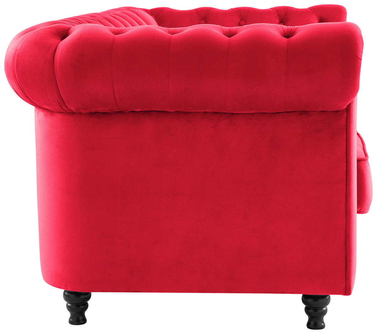 CHESTERFIELD-SOFA Samt Rot, Schwarz  - Rot/Schwarz, Trend, Holz/Textil (165/75/87cm) - Xora