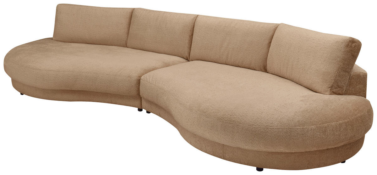 BIGSOFA Feincord Taupe  - Taupe/Schwarz, Design, Kunststoff/Textil (410/86/166cm) - Pure Home Lifestyle