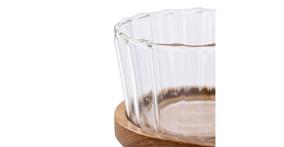 SNACKSCHALENSET   - Klar/Akaziefarben, LIFESTYLE, Glas/Holz - Novel