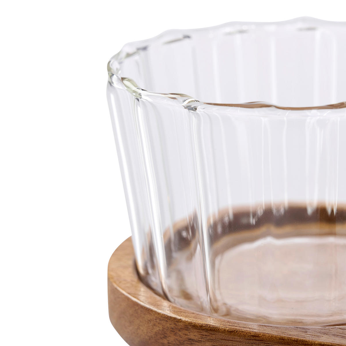 SNACKSCHALENSET   - Klar/Akaziefarben, LIFESTYLE, Glas/Holz - Novel