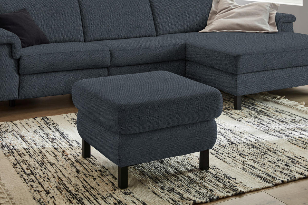 HOCKER in Textil Anthrazit  - Anthrazit/Schwarz, KONVENTIONELL, Textil/Metall (69/47/69cm) - Pure Home Comfort