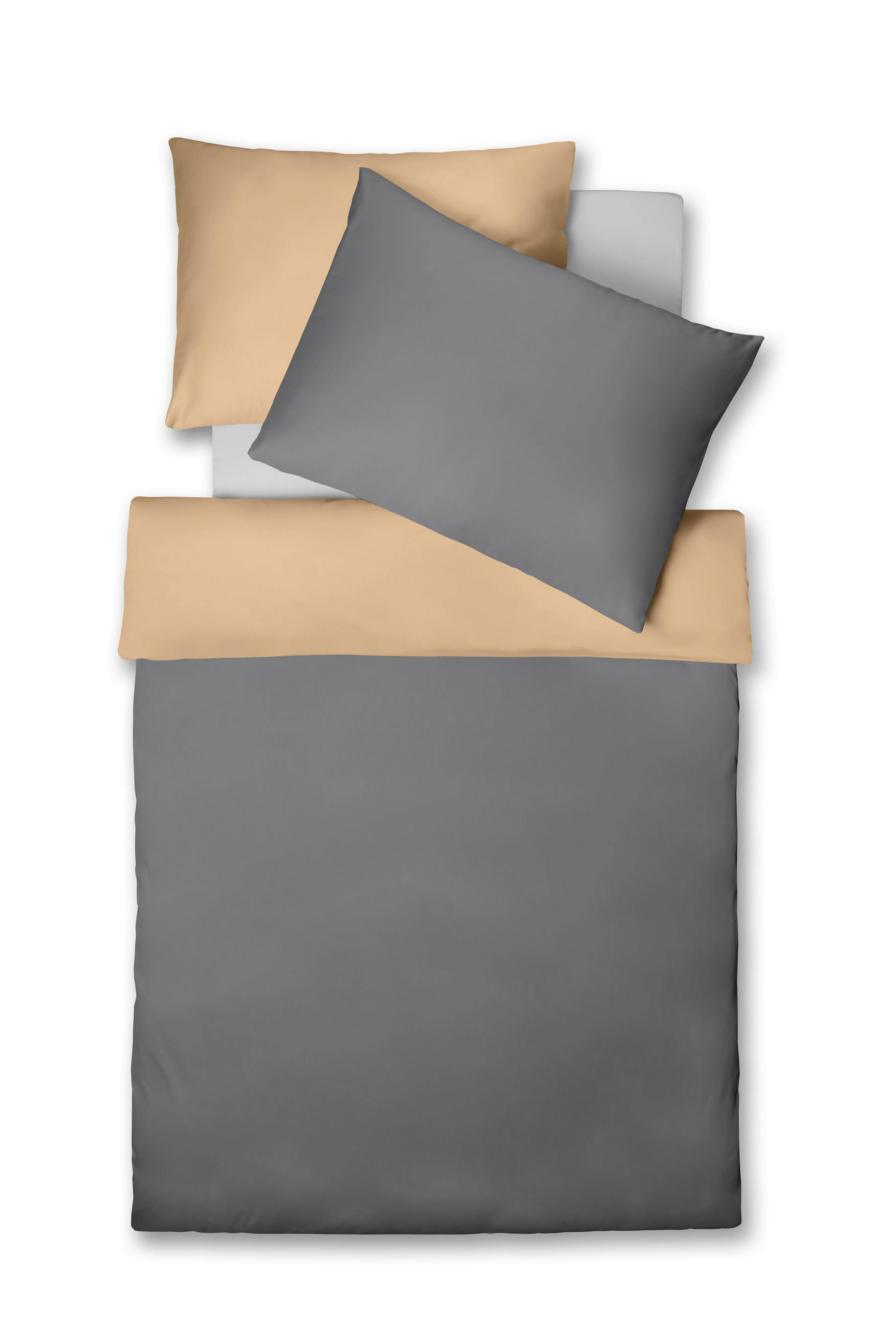 KÉTOLDALAS ÁGYNEMŰHUZAT 140/200 cm  - bézs/szürke, Basics, textil (140/200cm) - Fleuresse