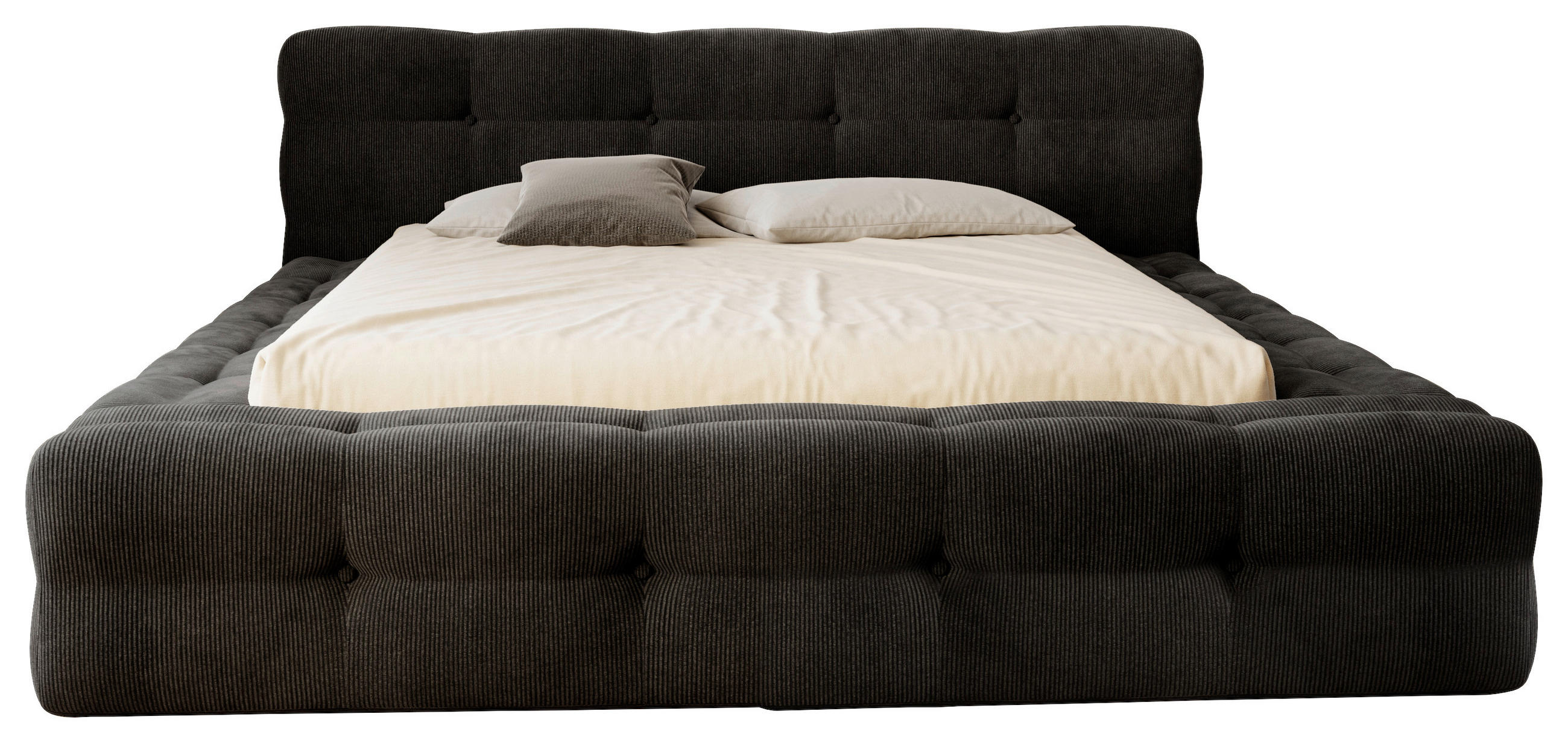 POLSTERBETT Lattenrost, Bettkasten 180/200 cm  in Anthrazit  - Anthrazit/Schwarz, Design, Holz/Textil (180/200cm) - Boxxx