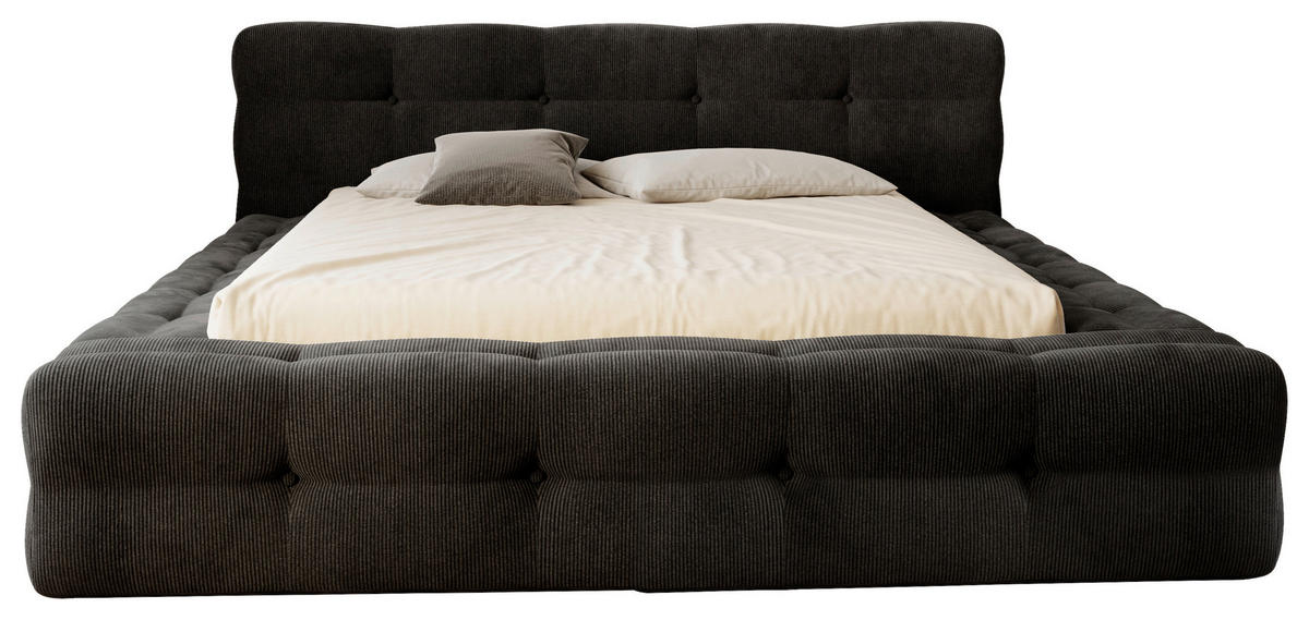 POLSTERBETT Lattenrost, Bettkasten 120/200 cm  in Anthrazit  - Anthrazit/Schwarz, Design, Holz/Textil (120/200cm) - Boxxx
