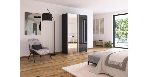 SCHWEBETÜRENSCHRANK  in Grau  - Alufarben/Grau, KONVENTIONELL, Glas/Holzwerkstoff (136/210/62cm) - Xora