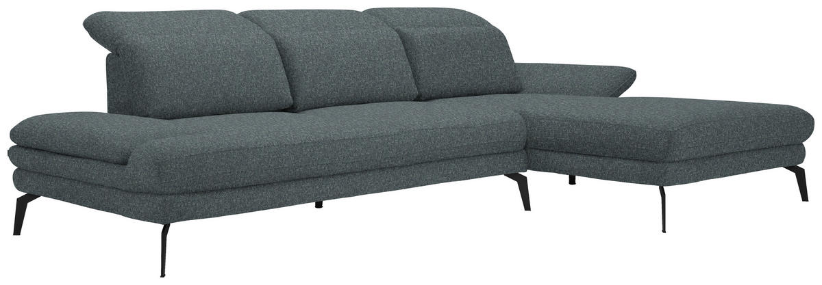 ECKSOFA in Webstoff Grau  - Schwarz/Grau, Design, Textil/Metall (289/180cm) - Stylife