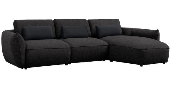 ECKSOFA  in Chenille Schwarz  340/190 cm  - Schwarz, Design, Kunststoff/Textil (340/190cm) - Belluti