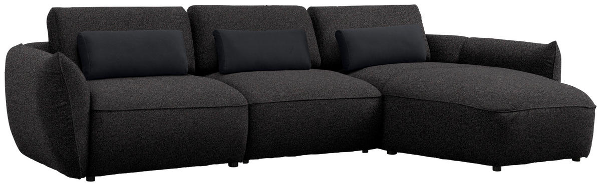 ECKSOFA  in Chenille Schwarz  340/190 cm  - Schwarz, Design, Kunststoff/Textil (340/190cm) - Belluti