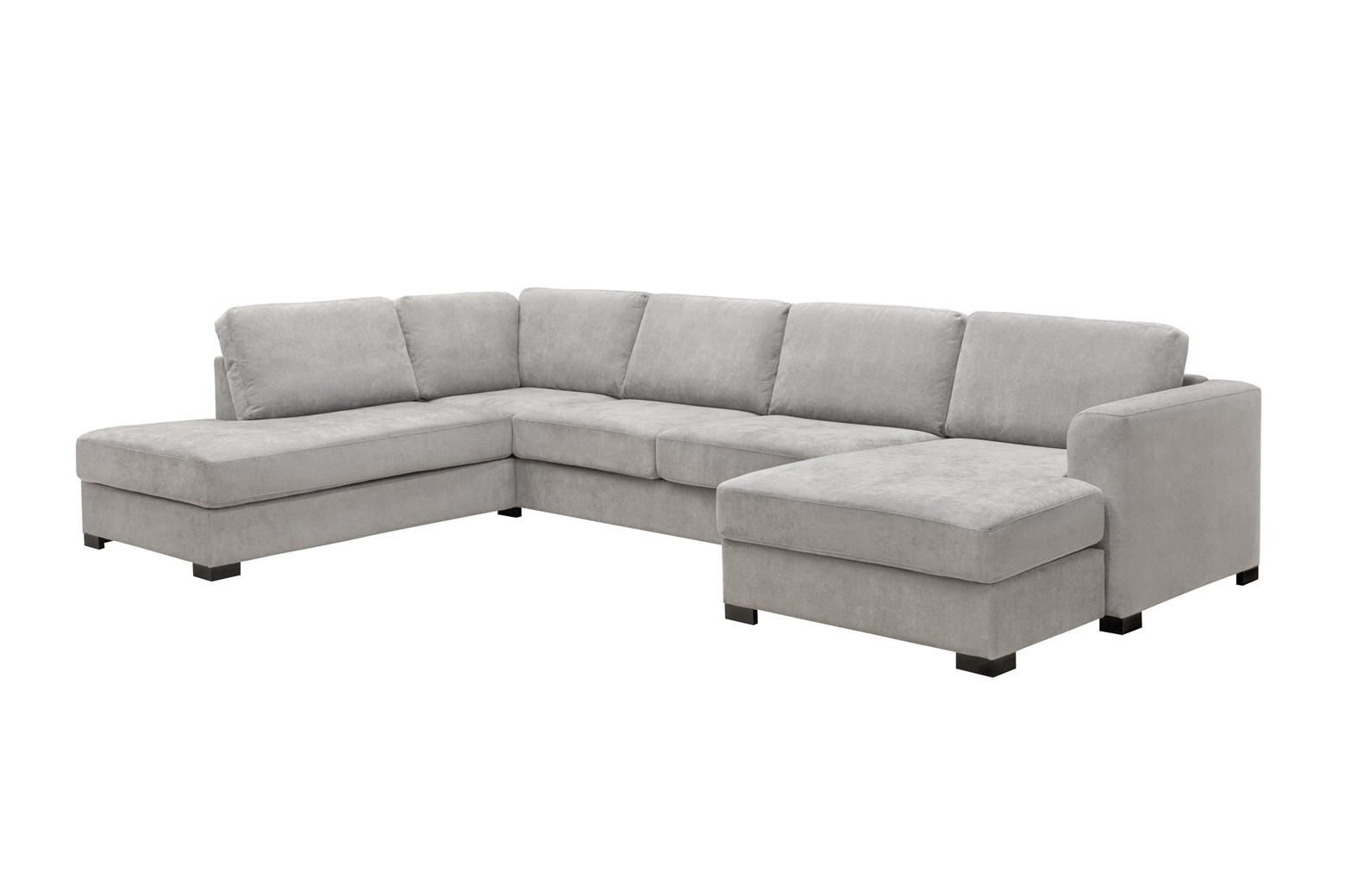 SOFFA i flatväv grå  - svart/grå, Klassisk, metall/trä (163/241/66/370cm) - Hom`in
