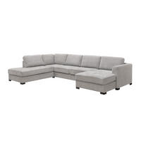SOFFA i flatväv grå  - svart/grå, Klassisk, metall/trä (163/241/66/370cm) - Hom`in