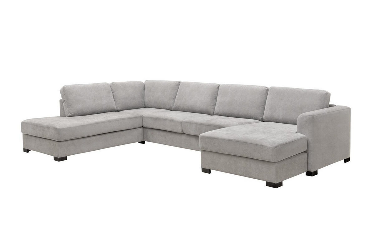 SOFFA i flatväv grå  - svart/grå, Klassisk, metall/trä (163/241/66/370cm) - Hom`in