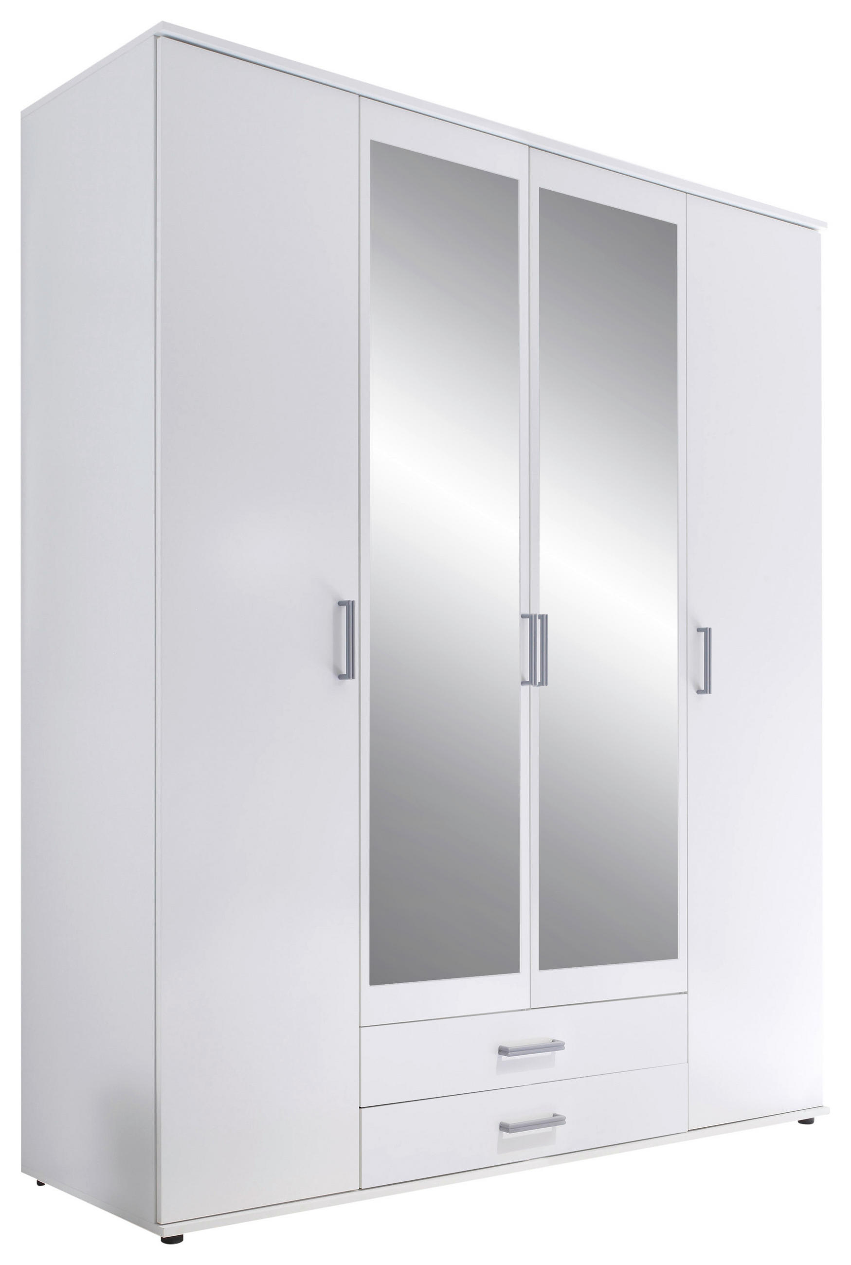 DREHTÜRENSCHRANK 159,2/196/53,5 cm 4-türig Weiß  - Silberfarben/Weiß, Design, Glas/Holzwerkstoff (159,2/196/53,5cm) - P & B