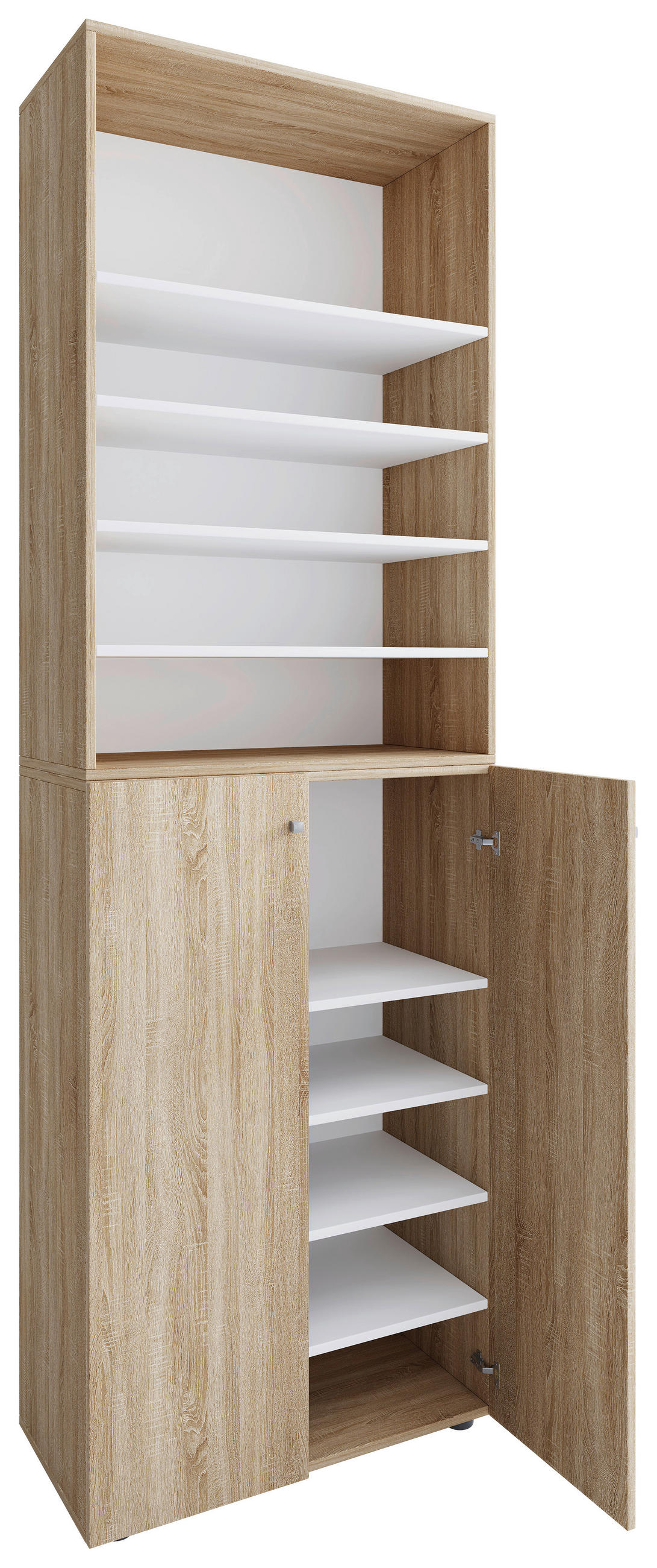 SCHUHSCHRANK Lona  in 70/220/40 cm  - Silberfarben/Schwarz, Design, Holzwerkstoff/Kunststoff (70/220/40cm) - MID.YOU