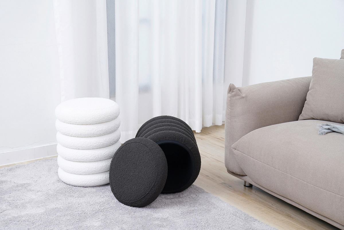 HOCKER in Textil Weiß  - Weiß, MODERN, Textil (38/45/38cm) - Livetastic