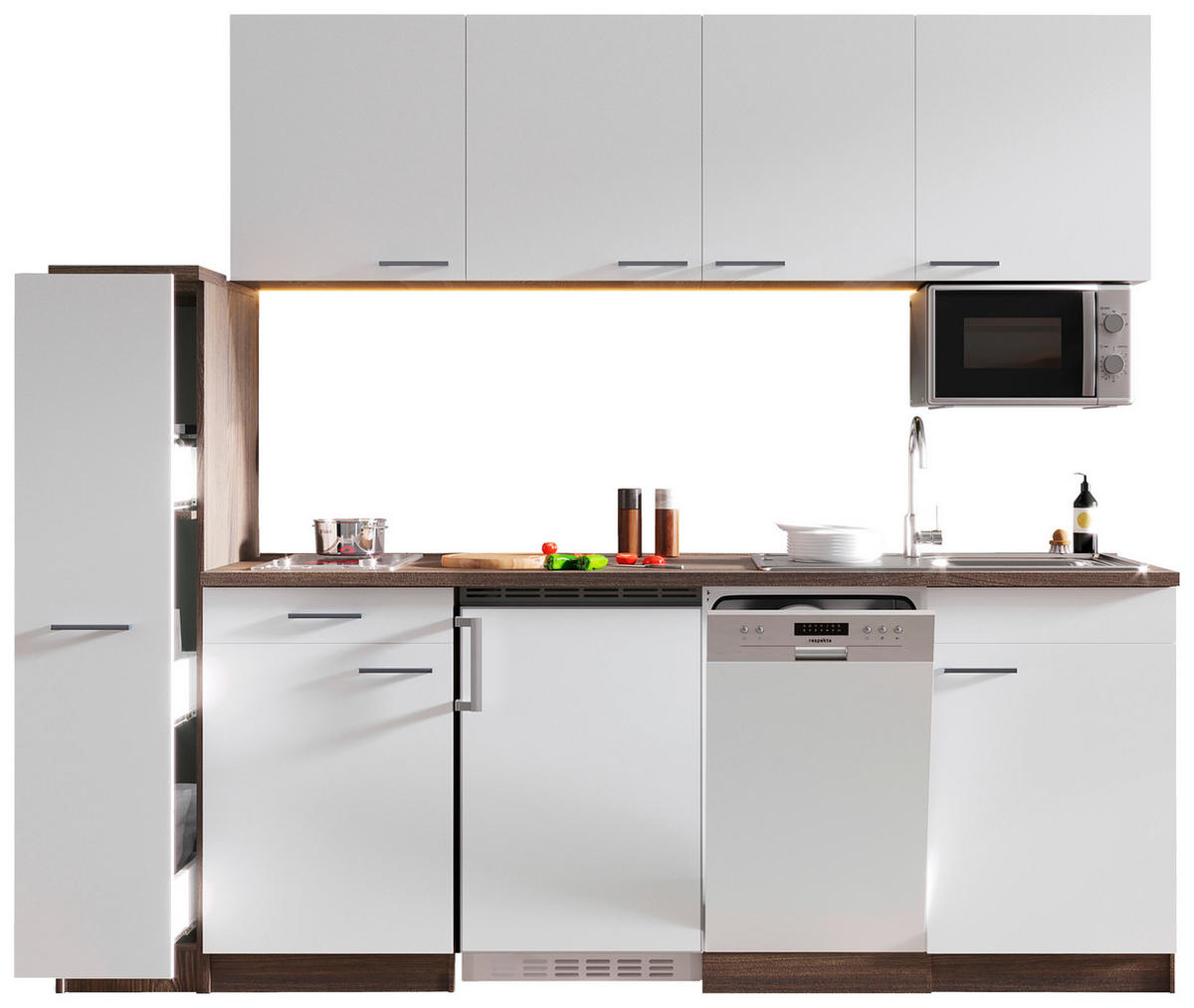 MODULKÖK 225 cm   i vit  - vit/aluminiumfärg, Basics, trämaterial/plast (225cm) - Respekta