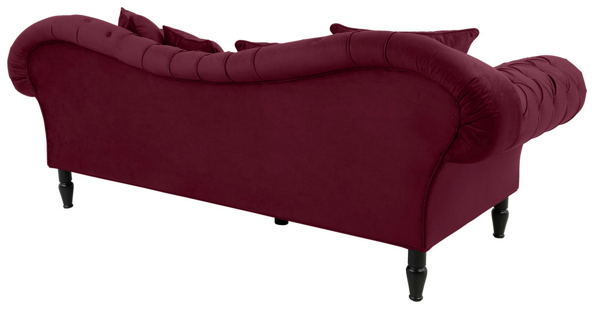 3-SITZER-SOFA in Velours Rot  - Rot/Schwarz, Design, Holz/Textil (242/91/104cm) - MID.YOU