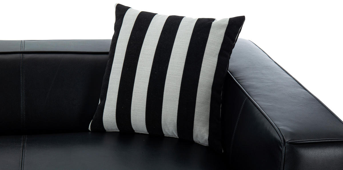 3-SITZER-SOFA LOTTA Lederlook Schwarz  - Schwarz/Weiß, Design, Kunststoff/Textil (232/66/95cm) - Livetastic