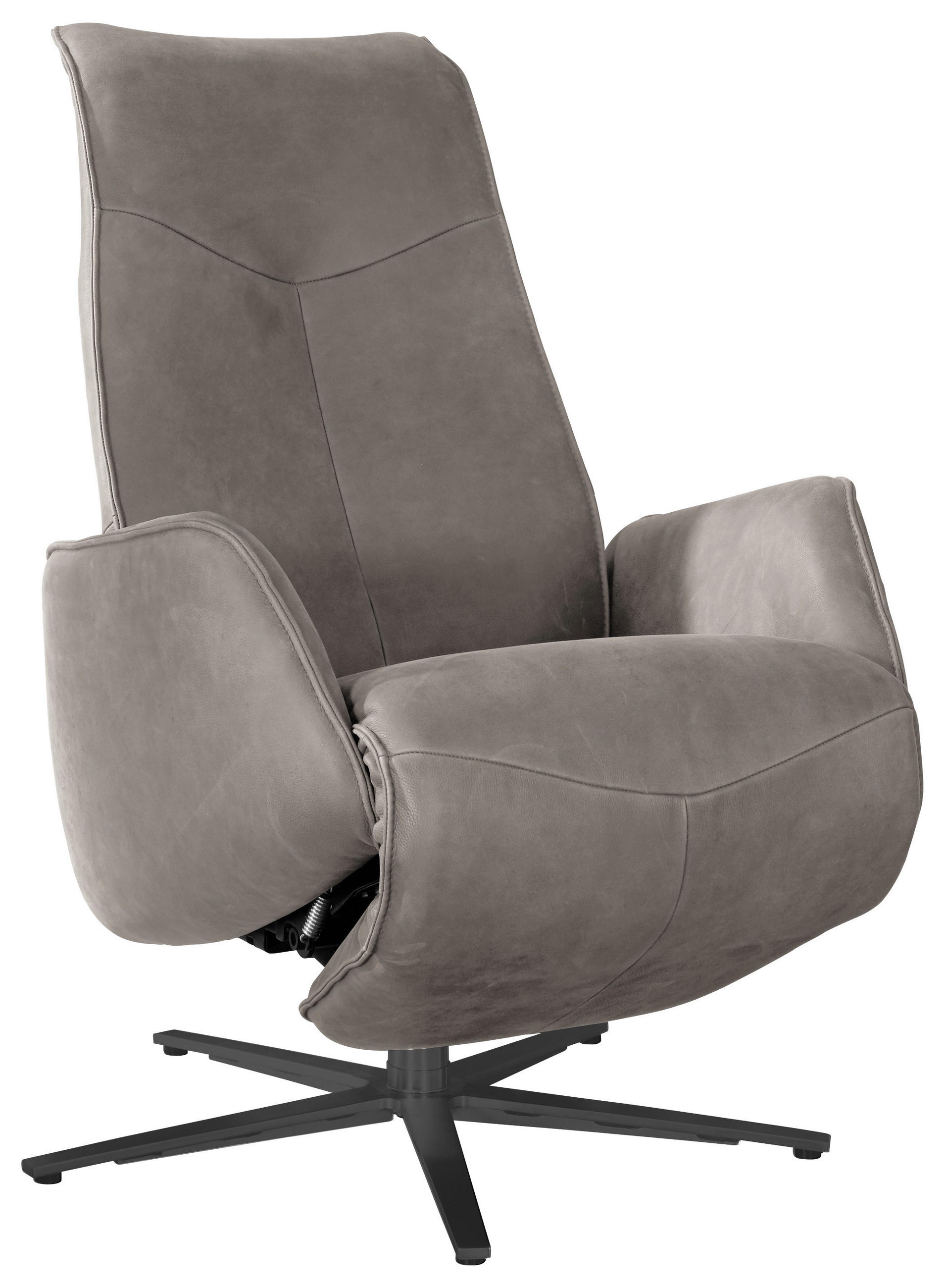 RELAXSESSEL in Leder Graubraun  - Anthrazit/Graubraun, Design, Leder/Metall (71/114/84cm) - Johann Jakob