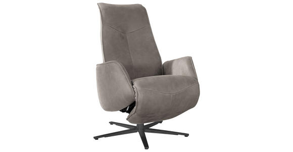 RELAXSESSEL in Leder Graubraun - Anthrazit/Graubraun, Design, Leder/Metall (71/114/84cm) - Johann Jakob