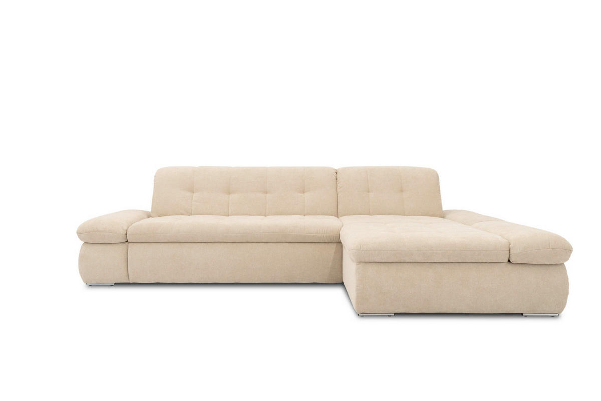 ECKSOFA Beige Mikrofaser  - Chromfarben/Beige, KONVENTIONELL, Textil/Metall (300/172cm) - MID.YOU