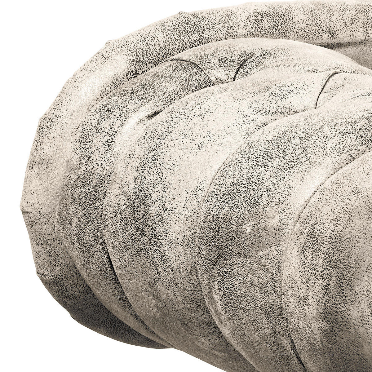 RÉCAMIERE Lederlook Hellgrau  - Hellgrau/Braun, Design, Holz/Textil (185/93/75cm) - Livetastic