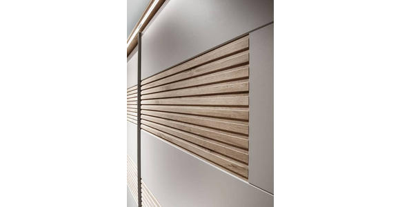 SCHWEBETÜRENSCHRANK in Eichefarben, Hellgrau - Schieferfarben/Eichefarben, KONVENTIONELL, Holzwerkstoff (250/217/67cm) - Novel