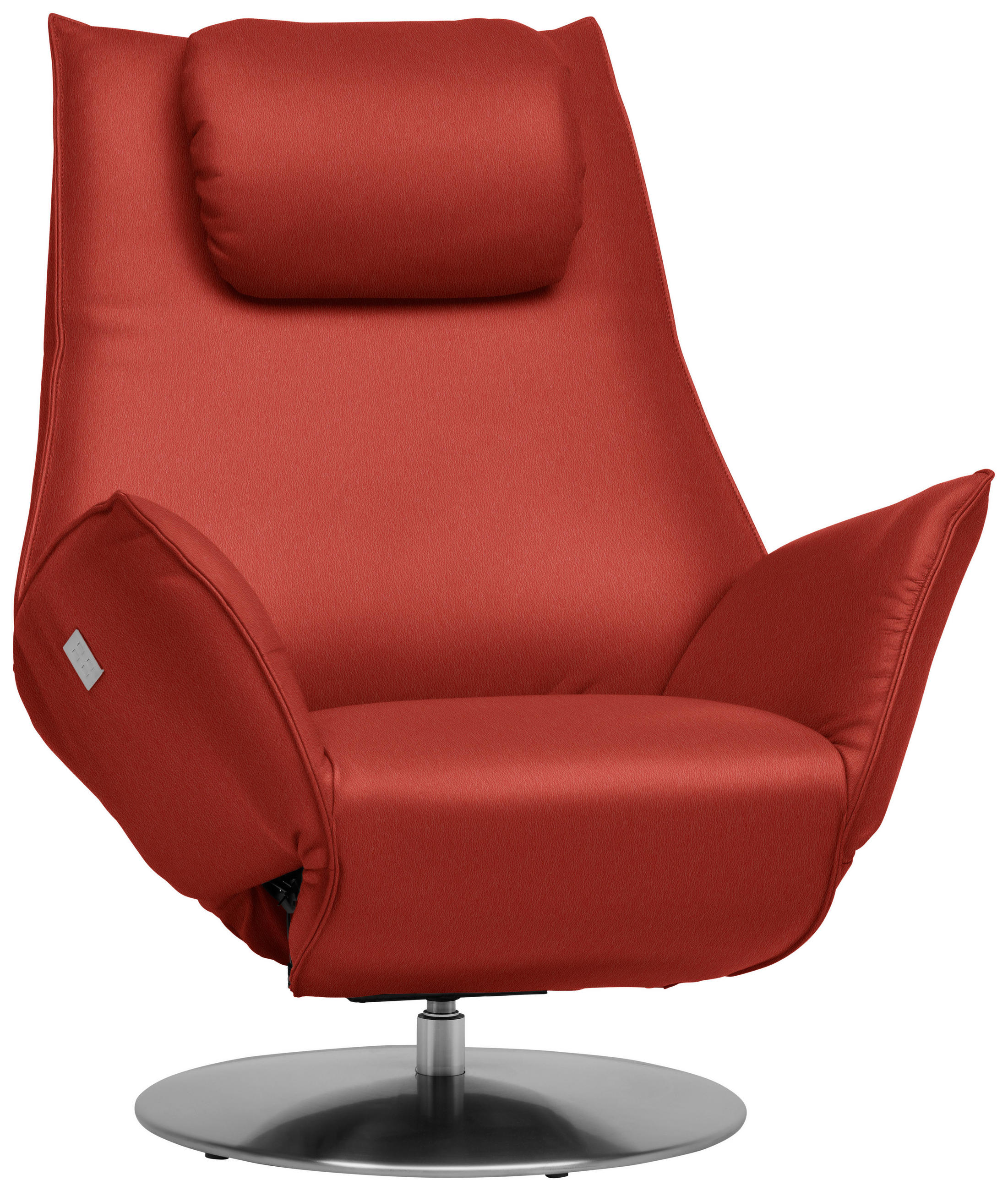 RELAXSESSEL in Leder Rot  - Edelstahlfarben/Rot, Design, Leder/Metall (92/79/90cm) - Koinor