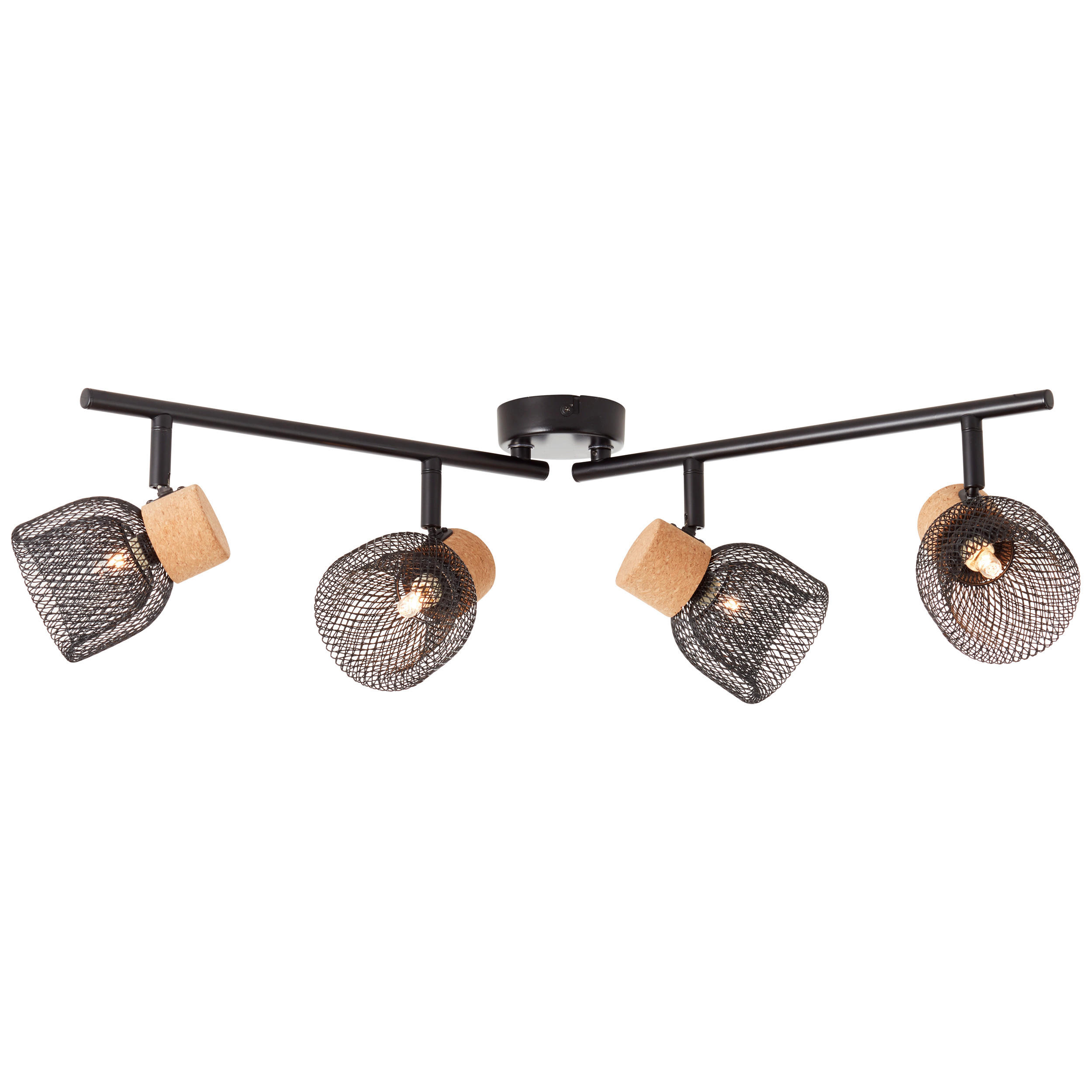DECKENLEUCHTE     - Schwarz, Natur, Holz/Metall (16,5/76,5/9cm) - Brilliant