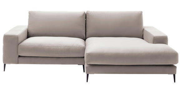 ECKSOFA  in Velours Sandfarben Rücken echt  253/177 cm  - Sandfarben/Schwarz, Design, Textil/Metall (253/177cm) - Dieter Knoll