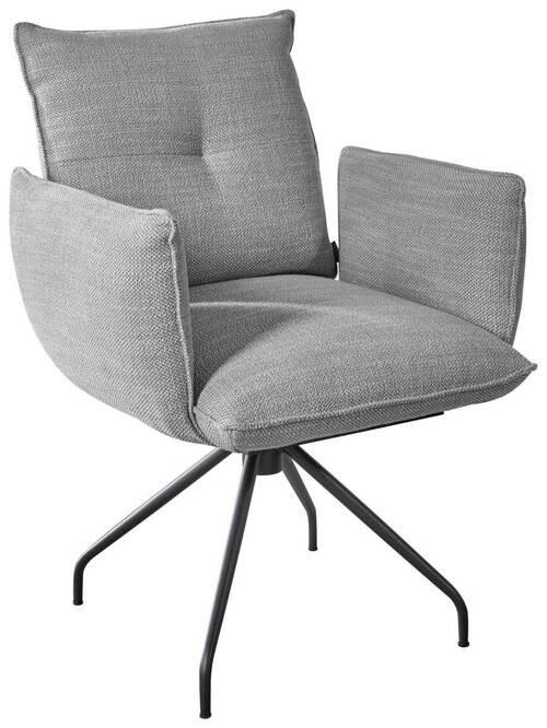 ARMLEHNSTUHL  in Stahl Struktur  - Platinfarben/Schwarz, Design, Textil/Metall (65/90/70cm) - Dieter Knoll