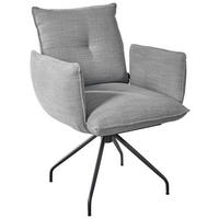 ARMLEHNSTUHL  in Stahl Struktur  - Platinfarben/Schwarz, Design, Textil/Metall (65/90/70cm) - Dieter Knoll
